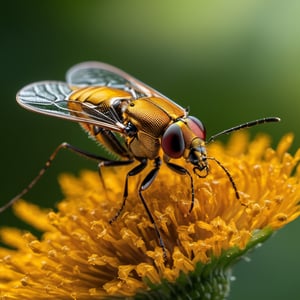 Capture the mesmerizing world of an insect in extreme detail with a super macro shot. Zoom in to reveal the intricate patterns of its exoskeleton, the delicate veins of its wings, and the tiny hairs that adorn its body. Let the play of light and shadow highlight the minuscule details, creating a visual spectacle that unveils the hidden beauty of the insect kingdom.