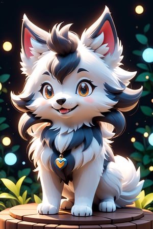 cute tiny  hyperrealistic Anime wolf from pokemon, chibi, adorable and fluffy, logo design, cartoon, cinematic lighting effect, charming, 3D vector art, cute and quirky, fantasy art, bokeh, hand-drawn, digital painting, soft lighting, isometric style, 4K resolution, photorealistic rendering, highly detailed clean, vector image, photorealistic masterpiece, professional photography, simple space backdrop, flat white background, isometric, vibrant vector