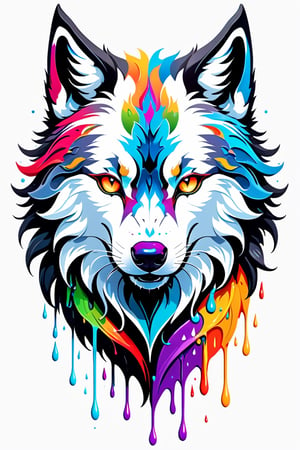 Splash art, a wolf head, ((white background)), piercing eyes, epic Instagram, artstation, splash style of colorful paint, contour, hyperdetailed intricately detailed , unreal engine, fantastical, intricate detail, splash screen, complementary colors, fantasy concept art, 8k resolution, deviantart masterpiece, oil painting, heavy strokes, paint dripping, splash arts