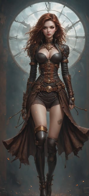 An image that combines steampunk elements and warrior with a touch of magic.