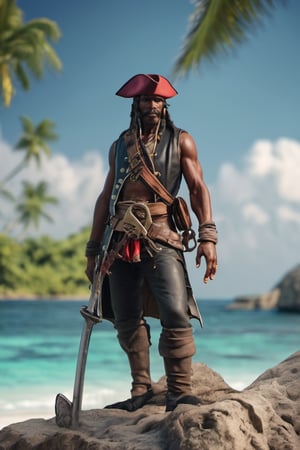 RAW natural photo of CARIBEAN PIRATES realistic, no muscles, slim body, realisct, no friendly, ((full body)), sharp focus, depth of field, shoot, ,side shot, side shot, ultra hd, realistic, vivid colors, highly detailed, perfect composition, 8k artistic photography, photorealistic concept art, soft natural volumetric cinematic perfect light, black background studio,