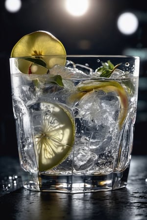 RAW natural photo Of glass of dry gin tonic splash, zoom out to the glass, scratch ice, fresh apple poor , only one light cenital chimera, day advertising shooting (((infinite black  background))) , realistic photograph, sharp focus, depth of field, shoot, ,side shot, side shot, ultrahd, realistic, vivid colors, highly detailed, perfect composition, 8k, photorealistic concept art, soft natural volumetric cinematic perfect light, NIGHT RACE IN A CIRCUIT, ADVERTISING SHOT
,mecha,robot,cyborg style,cyborg