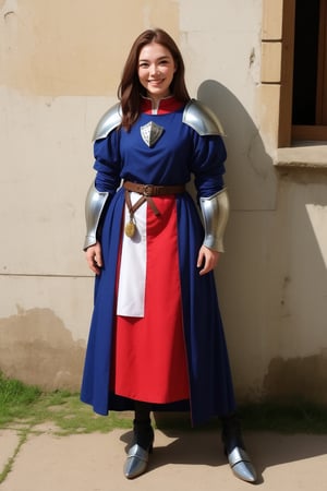 medieval female knight ,smile full body  