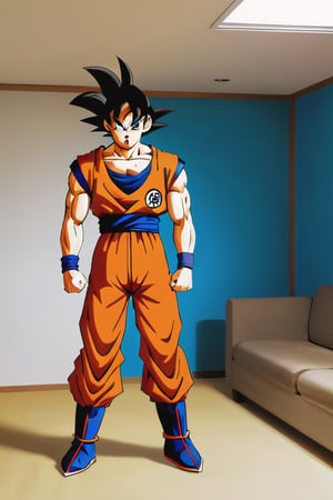 Goku full body standing in room 