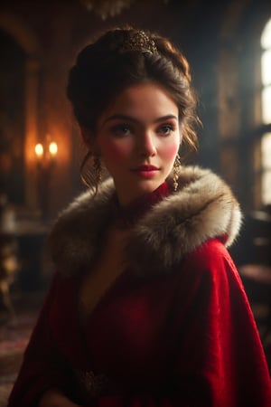 best quality, masterpiece,	
A Hollywood starlet, channeling the allure of a beautiful Spanish girl, exudes Rococo glamour in a red fur outfit, accented with a fur-trim capelet, her dark brown hair elegantly styled in a bun. Her ensemble is completed with fashionable accessories, blending opulence with a modern chic that captures the essence of timeless beauty and sophistication.
ultra realistic illustration, siena natural ratio, ultra hd, realistic, vivid colors, highly detailed, UHD drawing, perfect composition, ultra hd, 8k, he has an inner glow, stunning, something that even doesn't exist, mythical being, energy, molecular, textures, iridescent and luminescent scales, breathtaking beauty, pure perfection, divine presence, unforgettable, impressive, breathtaking beauty, Volumetric light, auras, rays, vivid colors reflects.