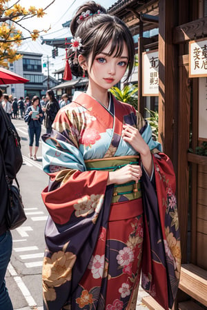 absurdres, highres, ultra detailed, (1girl:1.3),  BREAK ,kimono,happy new year,jinjya