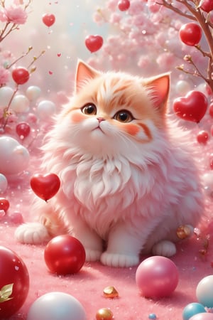 Cute baby cat wallpaper screenshot, in the style of light pink and red, drawing, comic art,Animal Verse Ultrarealistic ,ral-chrcrts,white 