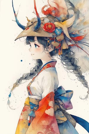 ink art, a beautiful asian girl, anime style, long hear, smiling with style, dynamic poses, ultra colorfull, white background, details, clean, masterpiece