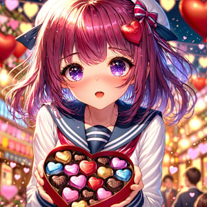 absurdres,highres,ultra detailed BREAK
girl,valentines,sailor suit