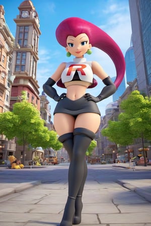 fully body, 3d style image of pkjes character from pokemon, 3d style, wearing sexy clothing, background of city buildings, tall