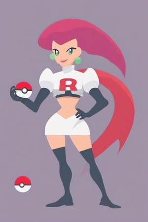 fully body, flat design image of pkjes character from pokemon, holding a pokeball, flat design