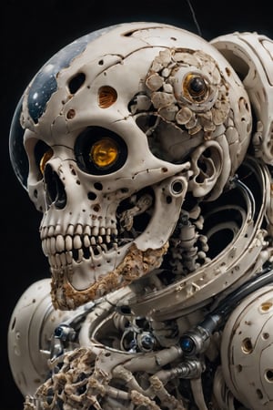 absurdres, intricate details, masterpiece, best quality, high resolution, 8k, (a full body skeleton in astronaut spacesuit:1.2), (skull:1.3), (broken helmet:1.4), (colored light bulbs:1.3), spacesuit, lunar surface, craters, black sky, stars, detailed face, detailed body, shot on camera Canon 1DX, 50 mm f/2.8 lens, raw,Movie Still