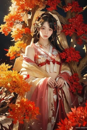 (masterpiece, top quality, best quality, official art, beautiful and aesthetic:1.2), (1girl), extreme detailed,(abstract, fractal art:1.3),highest detailed, detailed_eyes, light_particles, hanfu,jewelry, sexy, ,red,Lydia08,ZeeJJKT48