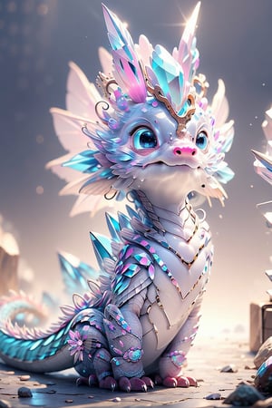 crystalline_style, crystalline style, crystal, huge dragon,dragon-themed, complex background,crystalline style,dragoncute