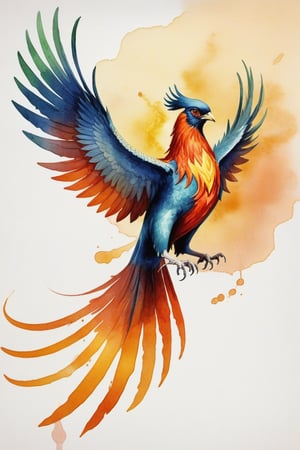 The phoenix, a sacred bird in Chinese mythology, watercolor style.