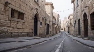 empty Ancient Jerusalem hill street, via dolorosa