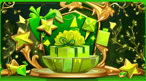 green solid wallpaper with gifts under at the bottom 