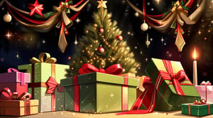 gifts under a sumptuous Christmas tree 