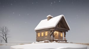 Portray the manger as a simple, solitary structure amidst the cold winter landscape. Craft the image with stark simplicity, featuring only the essential elements—a rustic, weathered structure cradling baby Jesus. Capture the quiet isolation, emphasizing the profound solitude of this sacred moment.