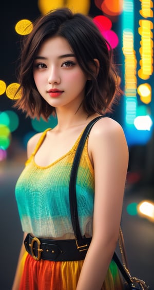 4k,best quality,masterpiece,20yo 1girl, 
 ((short hair with long locks:1.2)),  bokeh, stages, 
real person, color splash style photo,
,Colors,1 girl ,photorealistic