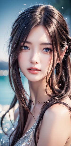 masterpiece, 8k, uhd,1girl, long hair, detailed eyes, Extremely Realistic,1 girl, cinematic light, sharp image, dynamic pose, lake, sexy princess warrior, splash,