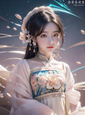 (masterpiece, top quality, best quality, official art, beautiful and aesthetic:1.2), (1girl), extreme detailed,(abstract, fractal art:1.3),highest detailed, detailed_eyes, light_particles, hanfu,jewelry, sexy,