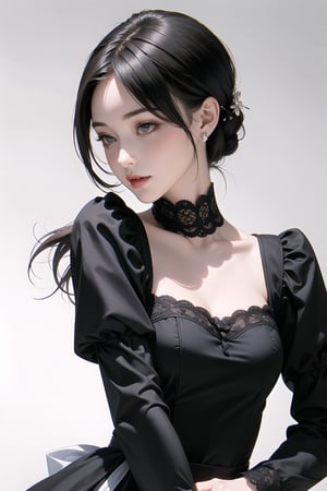 solo,((Cute girl)),(Victoria black maid dress),Realism