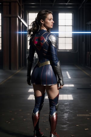 melissa benoist, super girl costume, fit body, standing, facing forward, ultra high-resolution, Photorealism,FutureArmor