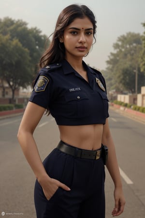 Create and image of a beautiful and gorgeous Indian police woman 