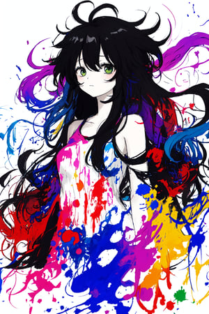 Abstract art, everthing drawn in color of spectrum, soft line, soft rigging, soft texture, soft sketch, soft ink, very fluid art, soft edge, (incredible long hair: 1.5), messy hair, hair blend into surroundings, hair is irregular, (messy hair everywhere: 1.5), hair covers body, hair covers front body, abstract sketch, scratches, scribbled, hundred of colors, mixed colors, colors gradation, innumerable colors, unclear lines, unclear sketch, abstract paint, art background, unclear body, unclear face, colors everywhere, colors anywhere, scattered colors, colors splatters, soft colors,
