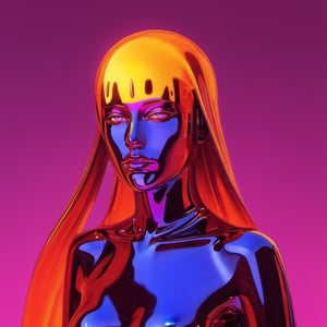 portrait of a mysterious girl saint, cinema 4d, gowing eyes, bored, punk fashion, boiling colors, dripping slime liquid lava, undersater, burning, cosmic, gamer, minimalist illustration, retro futuristic, inspired by Jamie Hewlett, glowing, black background,aw0k meltdown style