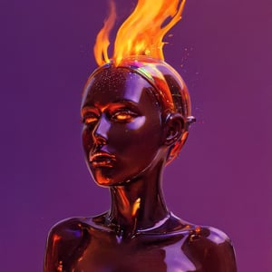 portrait of a mysterious girl saint, cinema 4d, gowing eyes, bored, punk fashion, boiling colors, dripping slime liquid lava, undersater, burning, cosmic, gamer, minimalist illustration, retro futuristic, inspired by Jamie Hewlett, glowing, black background,aw0k meltdown style