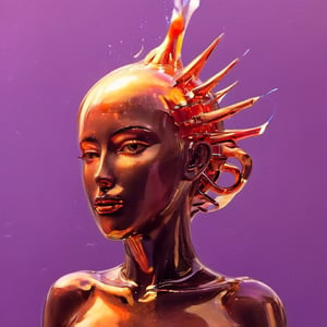 portrait of a mysterious girl saint, cinema 4d, gowing eyes, bored, punk fashion, boiling colors, dripping slime liquid lava, undersater, burning, cosmic, gamer, minimalist illustration, retro futuristic, inspired by Jamie Hewlett, glowing, black background,aw0k meltdown style