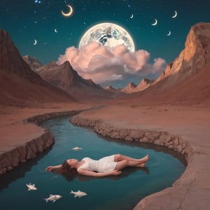 Surrealism, photography, perfect attention to detail, ultradetailed, masterpiece, best quality, 4k, a perfect depiction of good night dream, most beautiful sleep with love 💕