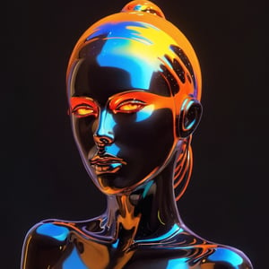portrait of a mysterious girl saint, cinema 4d, gowing eyes, bored, punk fashion, boiling colors, dripping slime liquid lava, undersater, burning, cosmic, gamer, minimalist illustration, retro futuristic, inspired by Jamie Hewlett, glowing, black background,aw0k meltdown style