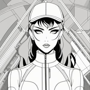 c0l0 style, (masterpiece) , abstract, pathetic coloring book page, well-defined spaces:1.5, well-defined lines:1.5, a close up of a woman in a uniform with a tennis racket, retro anime girl, misty from pokemon, 8 0 s anime art style, an retro anime image, in the art style of 8 0 s anime, 9 0 s anime art style, anime 3 d style, 1980's anime style, retro anime, 8 0 s anime stylet, simple, perfectly drawn lines, trending on artstation, symmetrical, (colorless)