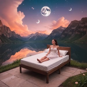 Surrealism, photography, perfect attention to detail, ultradetailed, masterpiece, best quality, 4k, a perfect depiction of good night dream, most beautiful sleep with love 💕