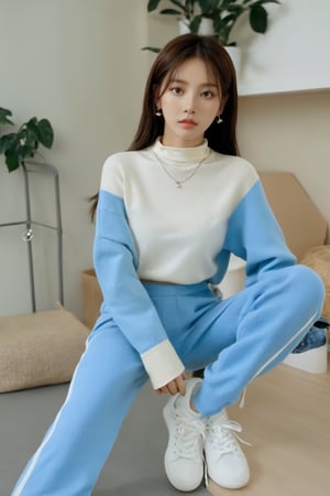 Korean beauty in a Influencer Ribbed Knit Joggers  ,korean girl,lalalalisa_m