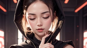 showing full face, edgNoire,headshot,female, woman wearing casual hoodie with logos, sleek designer bodysuit, (cyber leggings:1.1) ,cyberpunk scene ,masterpiece, best quality, 1girl, closed eyes, upper body, splashing, abstract, psychedelic, neon, (creative:1.3), sy3, SMM, fantasy00d, hands up dancing , ,alluring_lolita_girl, , fully_dressed, ,yorha no. 2 type b,destiny /(takt op./),1girl,CUTE,beautiful,ballerina,pantyhose