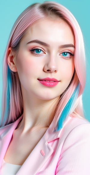 





woman, eyes, straight middle parted hairstyle, dark black hair, super beauty marks, pale white skin, best quality, clear texture, details, canon eos 80d photo, light makeup, (pink blue color background theme: 1.3), (pale white skin:1.1), professional coloring photo, (sexy style business woman outfit:1.1), (pale white skin:1.1), smile