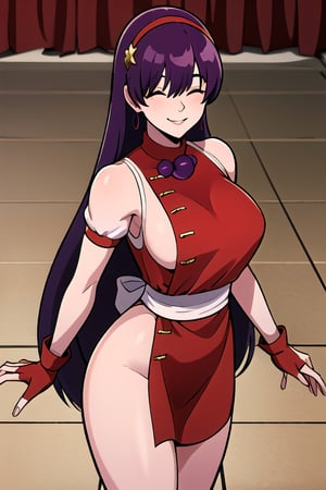 ((masterpiece,best quality)), absurdres,, Athena_Asamiya,solo, smiling, looking at viewer, cowboy shot,cinematic composition, dynamic pose,Athena_Asamiya , absurdly long hair, floor-length hair,Chronoa_LongHair,Hair over eyes, absurdly long hair, floor-length hair , red cloth