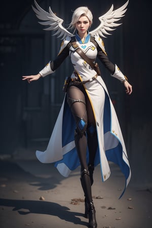 full body seen of Mercy from Overwatch, realistic_face
