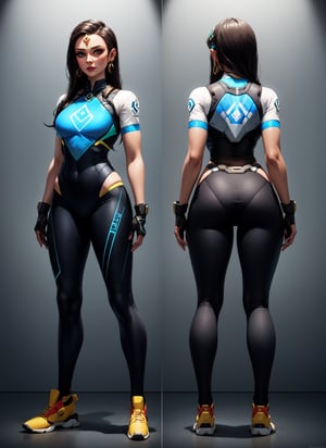 Full Body, Symmetra, Overwatch, black tight clothing, standing in a Labor