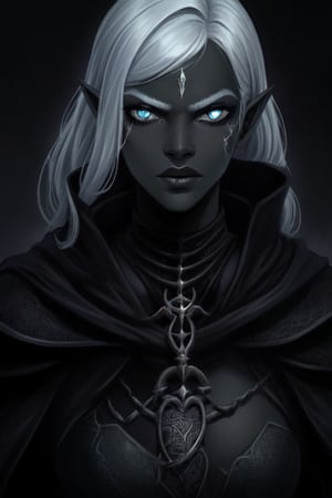 Drow, Dark Skin, necromancer,
,drow,Detailedface