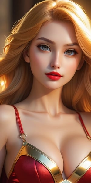 ((masterpiece)),((best quality)), 8k, high detailed, ultra-detailed,
A girl adorned with radiant golden hair like sunlight, clear and just red eyes full of justice, a well-defined straight nose, sexy and alluring red lips, and a sweet and cute face. (((Big Breasts:1.4))), Straight and well-proportioned slender thighs,
Girl, ((golden hair),((clear eyes),(justice)),((well-defined nose),(sexy lips),(sweet face)), (micro bikini|supergirl), (((cowboy_shot))),