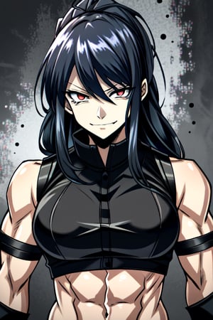 makima \(chainsaw man\)
Muscular female, buff woman, biceps, big bearsts, abs, very straight long hair, missy fuzzy hair, dark hair, shiny hair, shiny skin, emotionless eyes, red eyes, linked eyelashes, splenetic_expressions, smirking mouth, linked teeth, blushes, strappy_black_shirt, shaped clothes, elbow gloves,makima \(chainsaw man\)