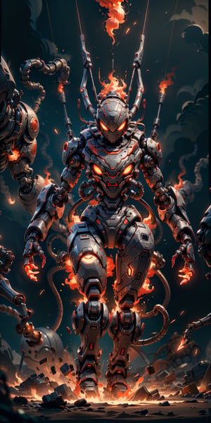 (8k uhd, masterpiece, best quality, high quality, absurdres, ultra-detailed, detailed background, centralized, full-body portrait), a (non-humanoid robot), (with four legs). (Spider-tank), worldoffire.,non-humanoid robot