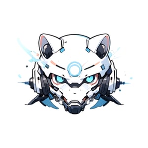 centered, solo, digital art, | cute of husky head, chibi, black and blue sky futuristic, neon lights, | (white background:1.2), simple background, | (symetrical), ,Animal,steam4rmor,neotech