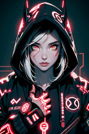 1cyberpunk girl,((ultra realistic details)), portrait, detailed face,global illumination, shadows, octane render, 8k, ultra sharp, neon,intricate, ornaments detailed, cold colors, egypician detail, highly intricate details, realistic light, trending on cgsociety, glowing eyes, facing camera, blurred neon city background, neon details, mechanical limbs, white hoodie,blood vessels connected to tubes,mechanical cervial attaching to neck,,blood,killing machine,SAM YANG,ppcp
