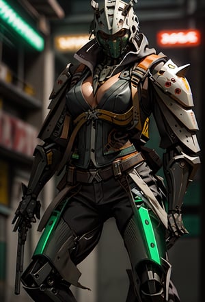 Muscular Female, detailed background, ruins in background, 8k, best quality, ultra quality, leather vest, ((masterpiece, best quality, highres:1.2)), looking at the camera, dual tone light source, detailed face, detailed eyes, dinamic pose, action pose, ((mechanized arms)), neon lighting, many flasks with green glowing liquid,perfect detail, perfect feet, sexy legs, open legs, medium breast, nice boobs, lots of exposed skin, full body, cleavage cutout, torn clothing, torn armor, ripped armor, damaged armor, dirty armor, wounded face, dirty face,
mecha,cyborg style,kitana,3DMM,edgGaruda_hoodie,sivir,perfecteyes,miami darryl,urban techwear
